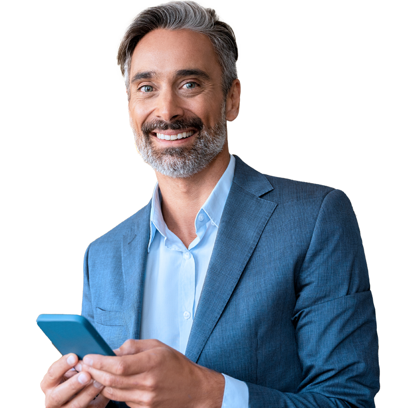 man smiling with phone