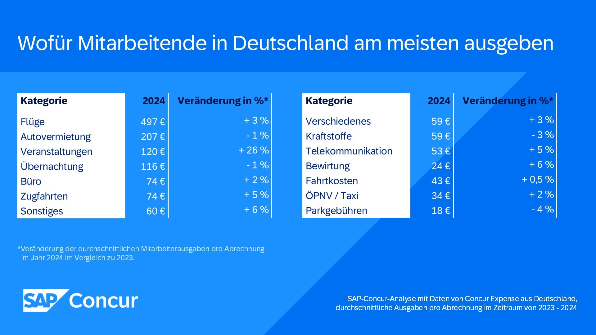 Mitarbeiterausgaben detailliert nach Kategorie 2024 