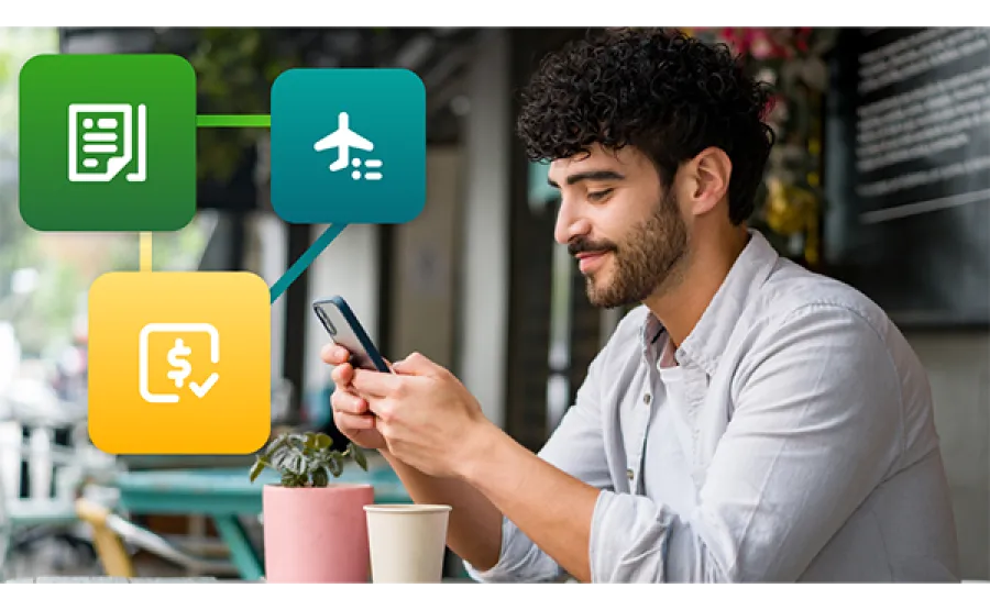 Man using Expense, Travel, and Invoice