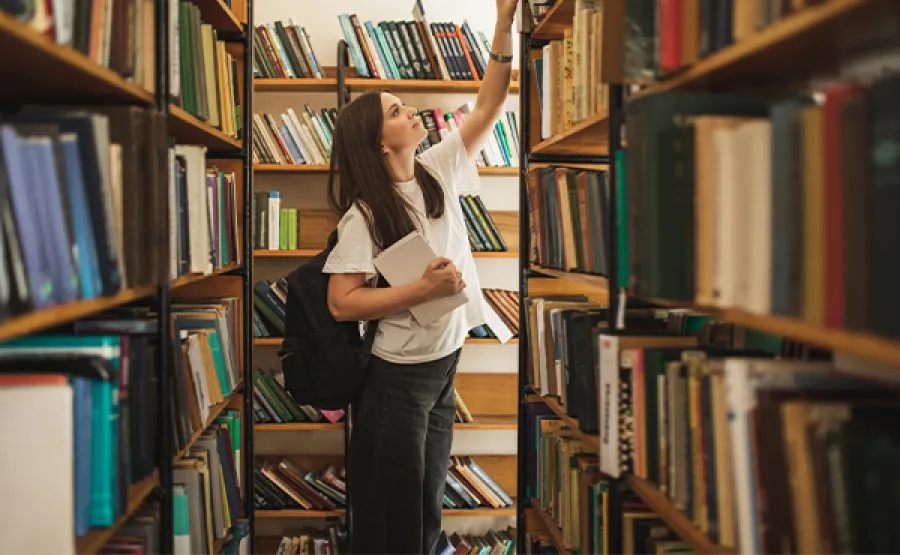 in the library