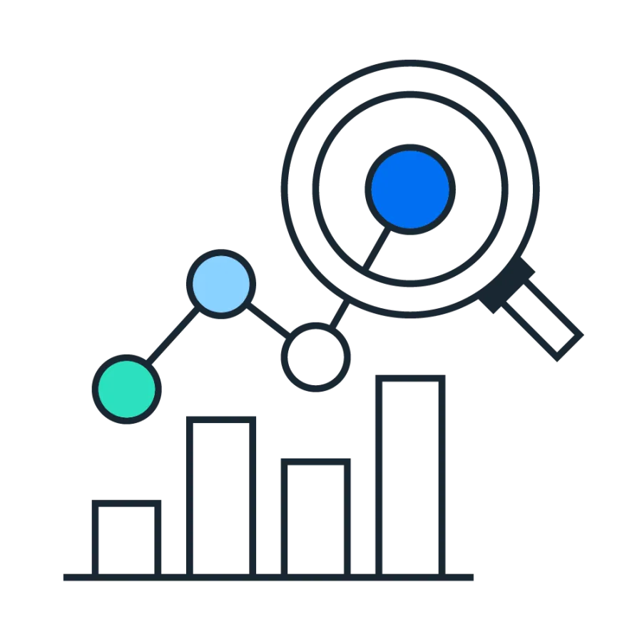 magnifying glass on chart