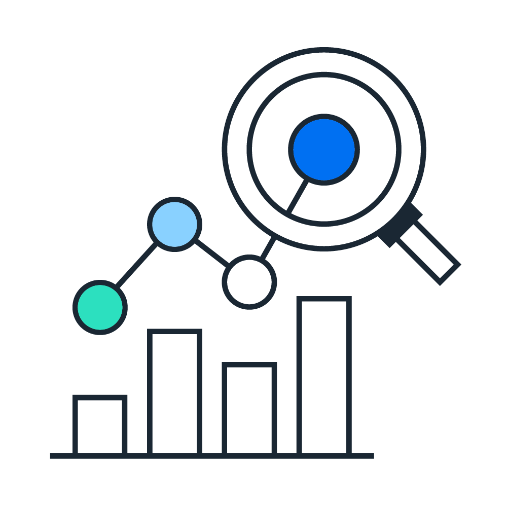magnifying glass on chart