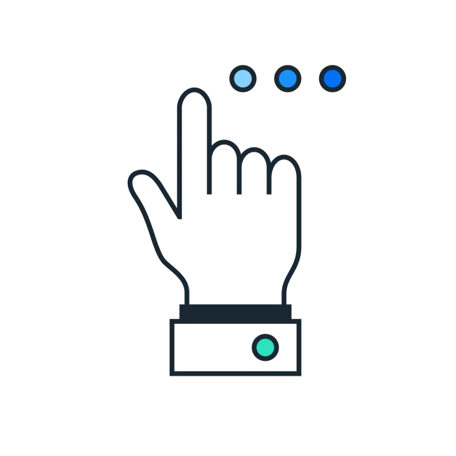Pointing hand pictogram