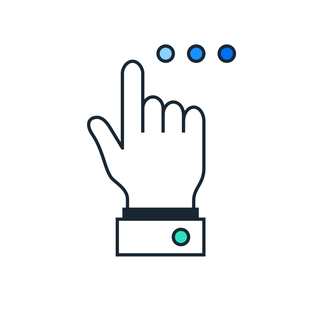 Pointing hand pictogram