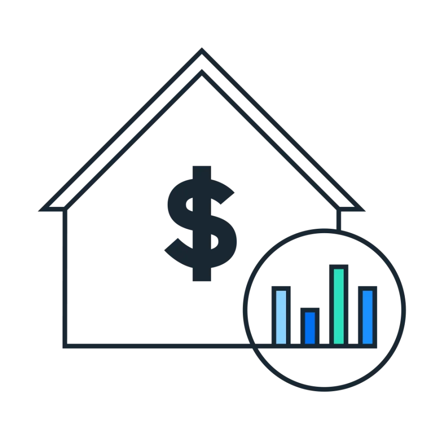 graphic of dollar sign and graph