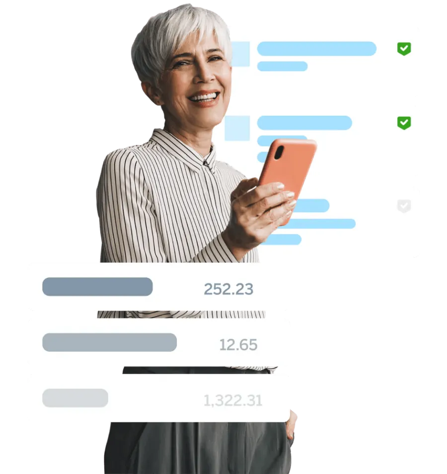 Mitarbeiterin nutzt die mobile SAP-Concur-App auf dem Smartphone zur schnellen Belegerfassung unterwegs.
