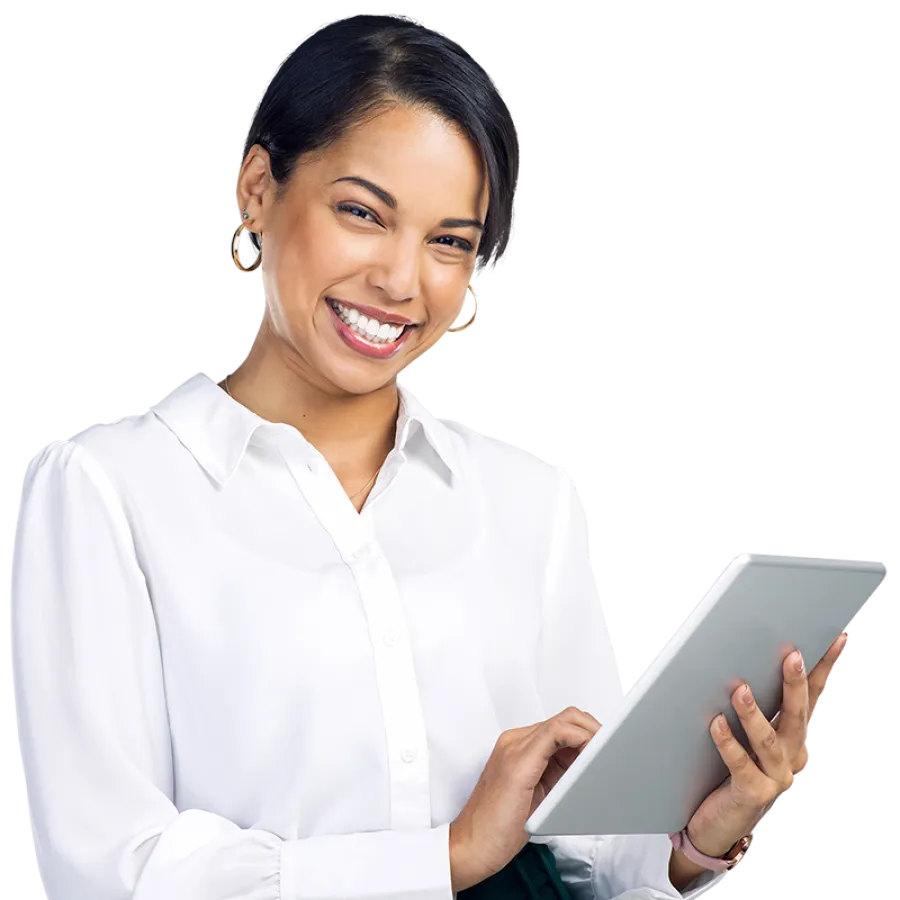 Professional working on tablet