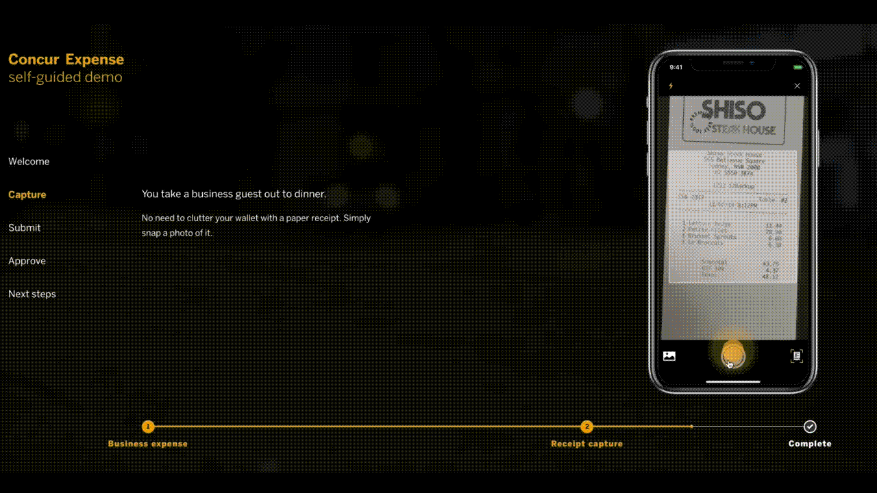 Werfen Sie einen Blick in die interaktive Concur Expense Demo!