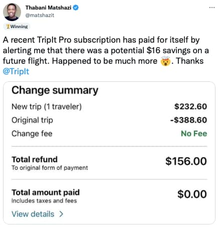 Die Reise-App TripIt spart bares Geld – sie findet immer die besten Optionen.